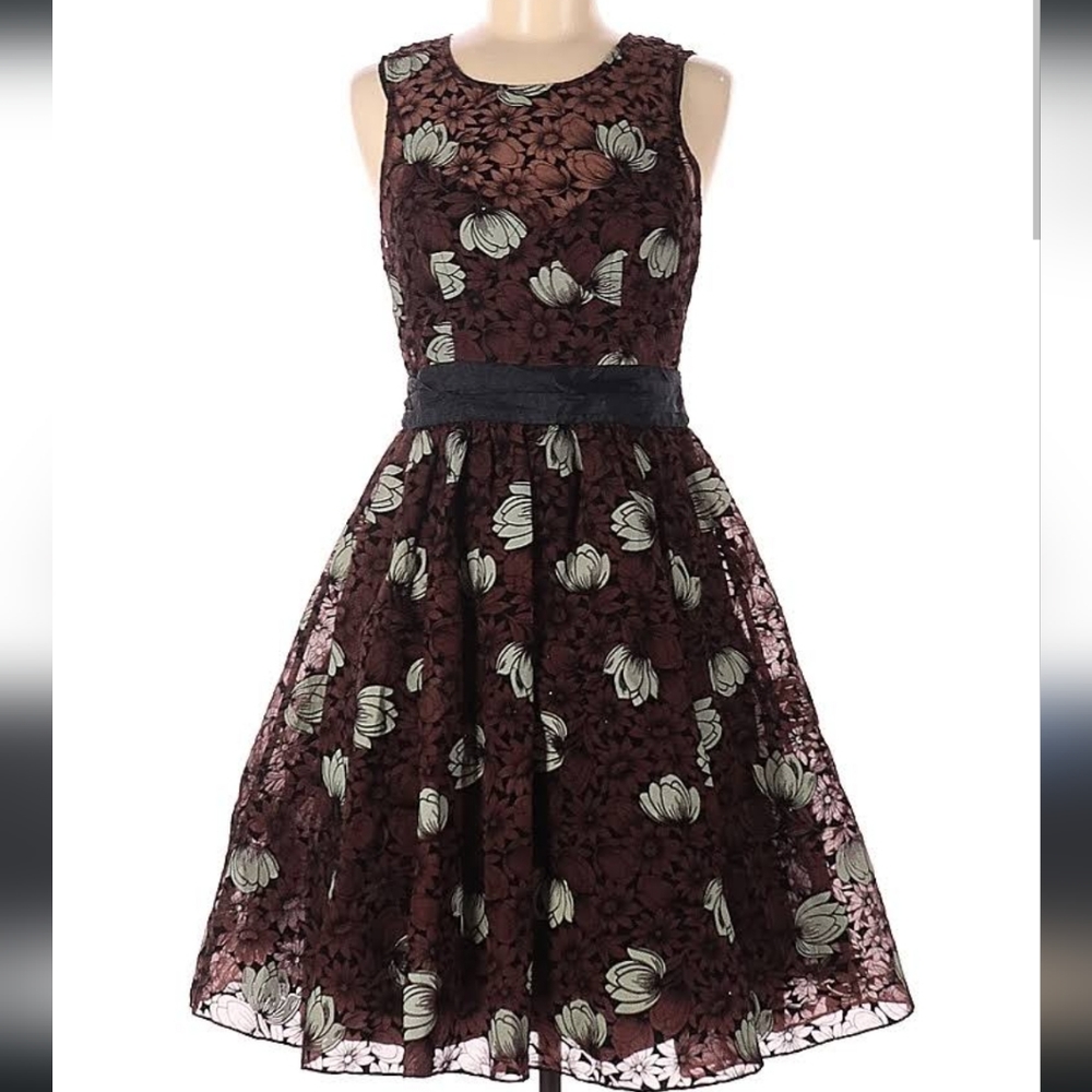 Anthropologie by Tracie Reese Brown Floral Dress